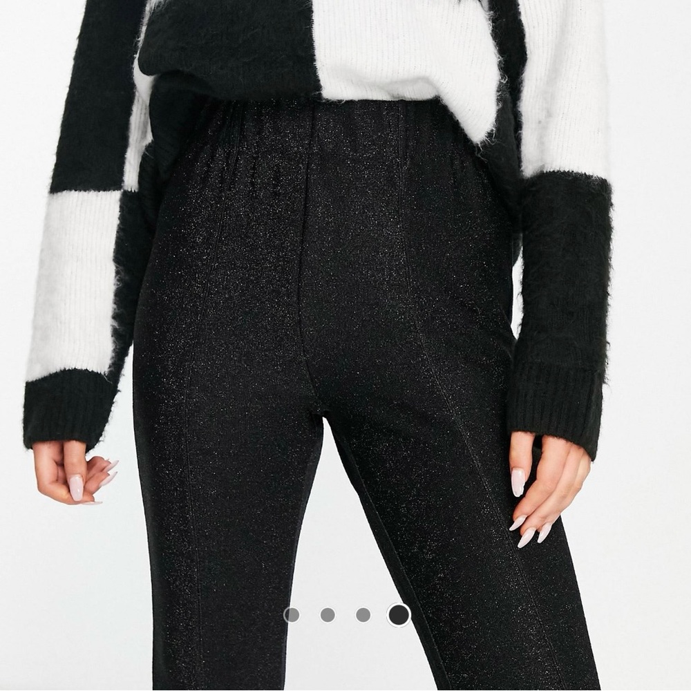 Split hem leggings glitter black